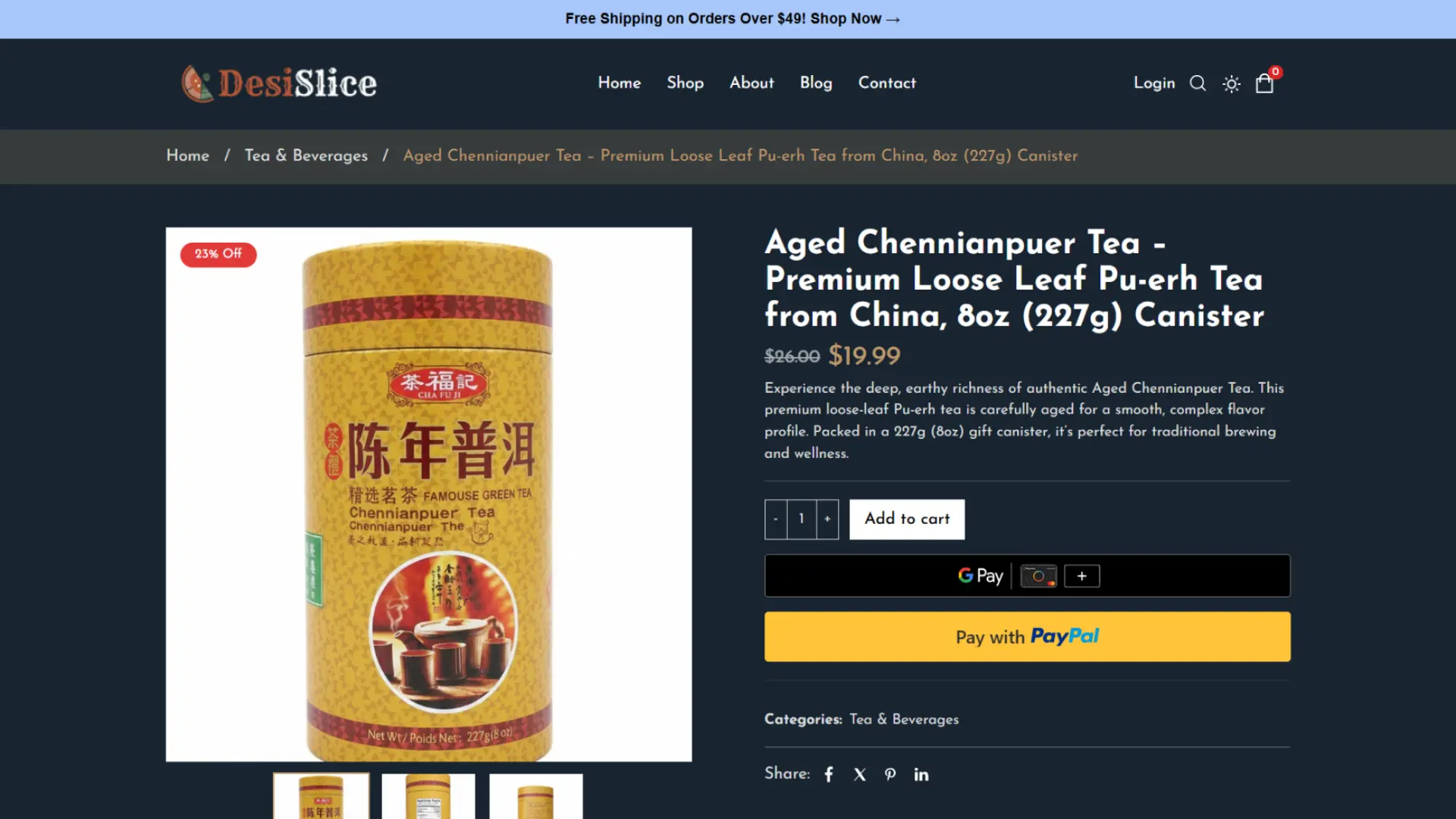 DesiSlice WooCommerce single product page with add to cart and payment options