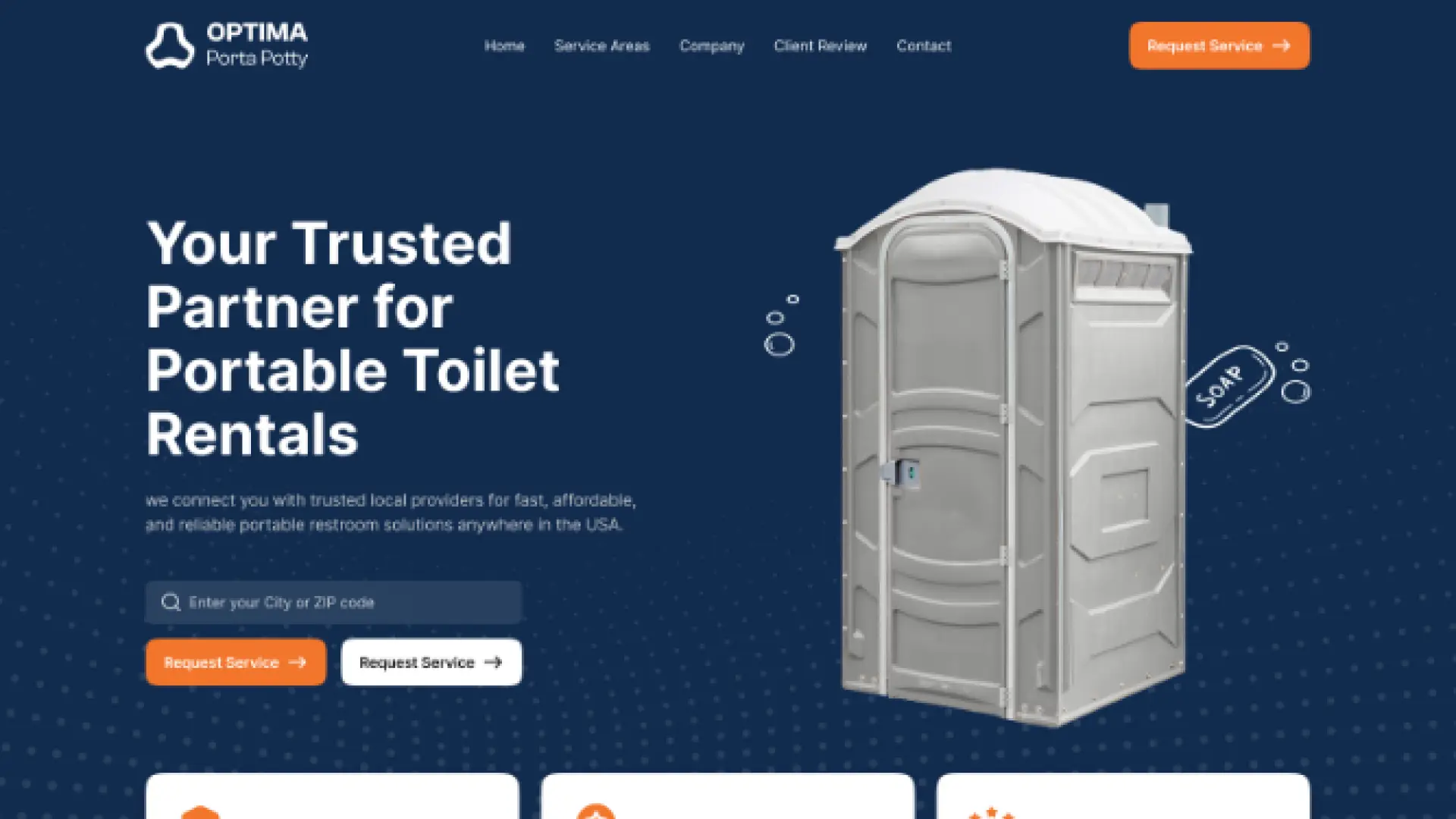 Optima Porta Porty homepage hero section